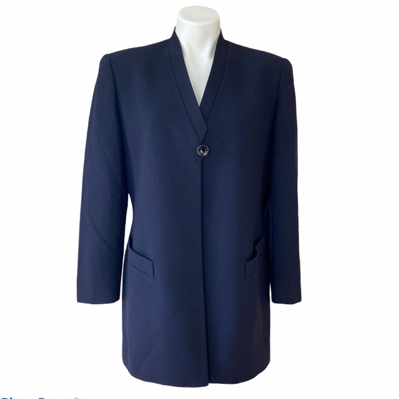 CHRISTIAN DIOR Navy 1 Button Blazer Size 8 - Picture 2 of 6